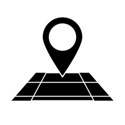 Land with grid lines and map pin silhouette icon vector