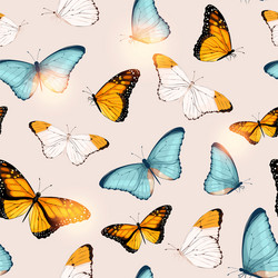 Pattern with high detailed tropic butterfly vector