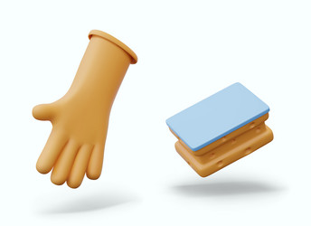 rubber glove sponge set of realistic objects vector image