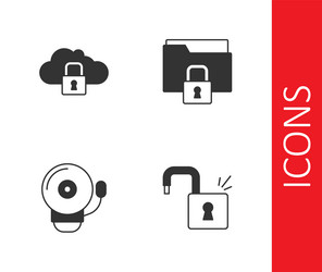 set open padlock cloud computing ringing alarm vector image