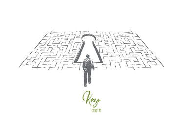 solution searching man finding exit in labyrinth vector image