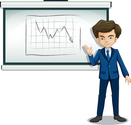 A businessman explaining the graph in bulletin vector