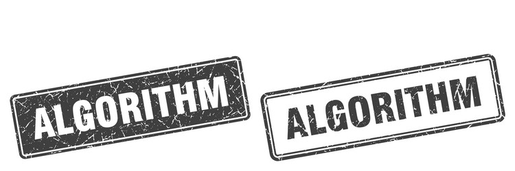 algorithm stamp set square grunge sign vector image