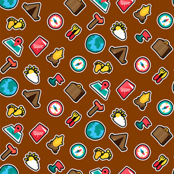 camping stickers seamless color pattern vector