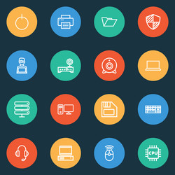 computer icons line style set with shield vector image