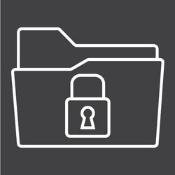 secure data folder line icon security and padlock vector image