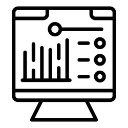 monitor data icon outline graph chart vector image