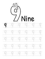 Number tracing book interior for kids children vector