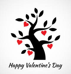 valentines day vintage tree with hearts icon vector