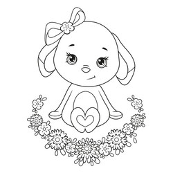 Cute bunny ballerina coloring page Royalty Free Vector Image