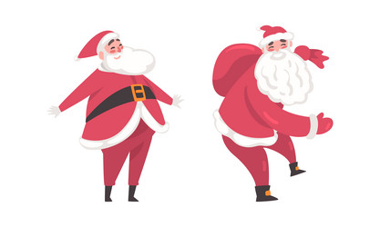funny santa claus carrying sack with gifts cartoon Vector Image