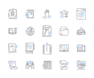 higher education outline icons collection vector