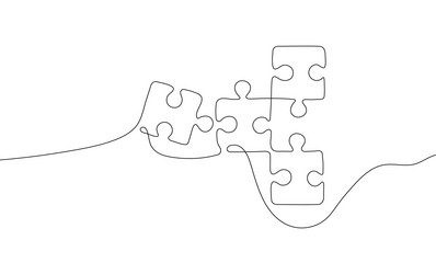 puzzle icon in a continuous one-line drawing style vector image