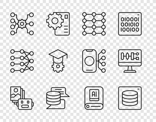 set line artificial intelligence robot server vector image