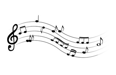 Set of musical notes on five-line clock notation vector