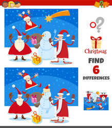 differences game with happy santa claus characters vector image