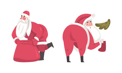 funny santa claus christmas characters with gifts Vector Image