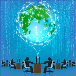 globe network connection matrix technology vector