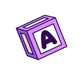 toy cube with letter a icon of abc block vector image