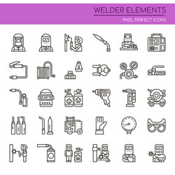 welder elements thin line and pixel perfect icons vector