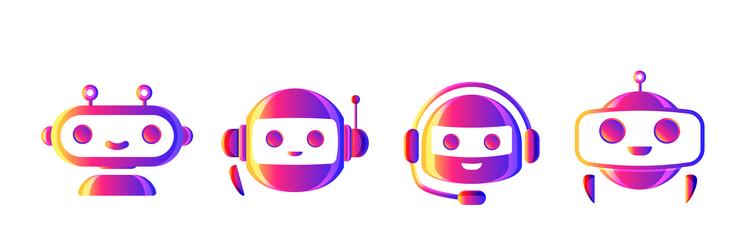 chat bot robot set colorful style vector image