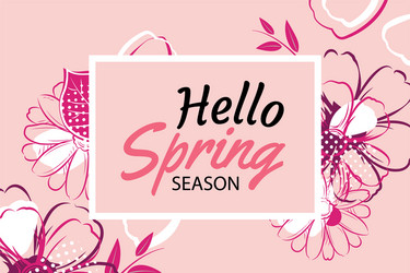 hello spring banner template with colorful vector