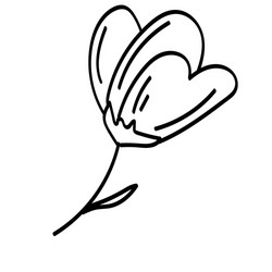 Single doodle outline flower leaf plant twig vector