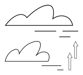 minimal design of clouds with arrows indicating vector image