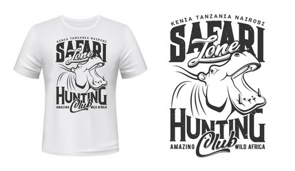 Safari Hippo T-Shirt Print Vector Image