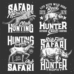 safari hunting sketch tshirt prints set Vector Image
