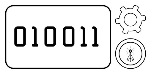binary code with gear and technology icon vector image