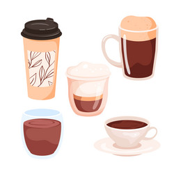 Coffee cups set cafe or shop menu vector