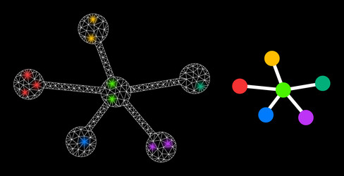 polygonal 2d mesh net connections with lightspots vector image