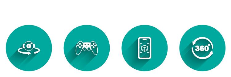 set 360 degree view gamepad 3d modeling and icon vector image