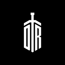 dr logo monogram with sword element ribbon design vector image