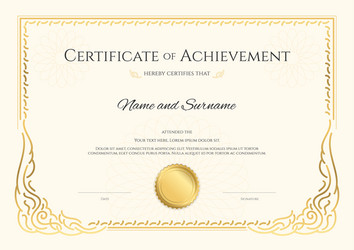 luxury certificate template with elegant border vector image
