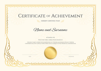 Luxury certificate template with elegant border vector