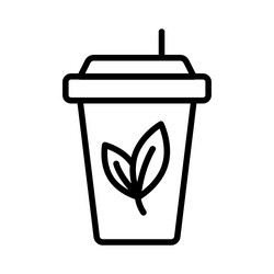 Cup with herbs linear icon naturopathy therapy vector