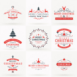 Merry Christmas & New Year Badges Vector Image