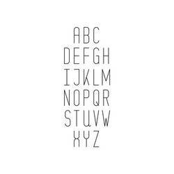 Simple minimalistic thin line font with uppercase vector