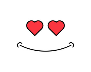 smiley face in love line art icon for apps vector