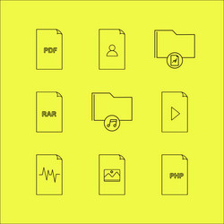 files and folders linear icon set simple outline vector image