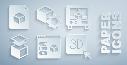 set 3d printer layers isometric cube and file vector image