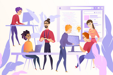 Team of Web Developers Working vector image