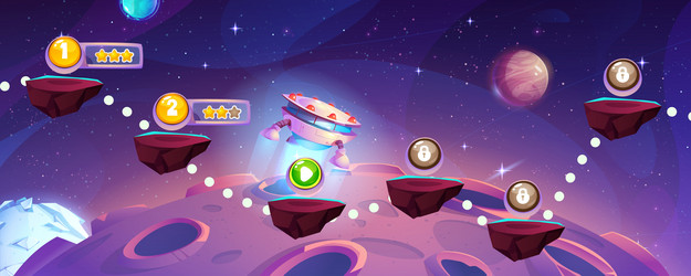 game level map with floating islands in space vector image