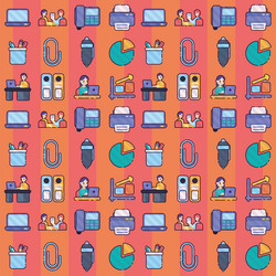 seamless pattern background with office icons vector image
