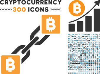 bitcoin blockchain flat icon with collection vector image