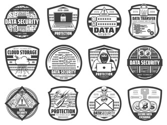 data security hacker attack web protection icons vector image