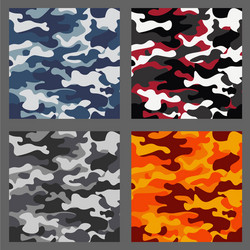 set of camouflage seamless patterns background vector image