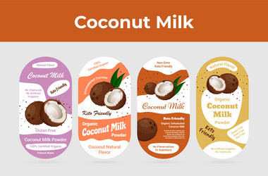 coconut milk oval label set with place for text vector